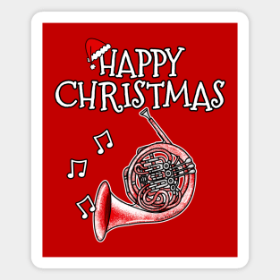 Christmas French Horn Brass Musician Santa Hat Xmas 2022 Magnet